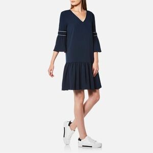 Ganni - Clark Dress Total Eclipse Navy and white 36